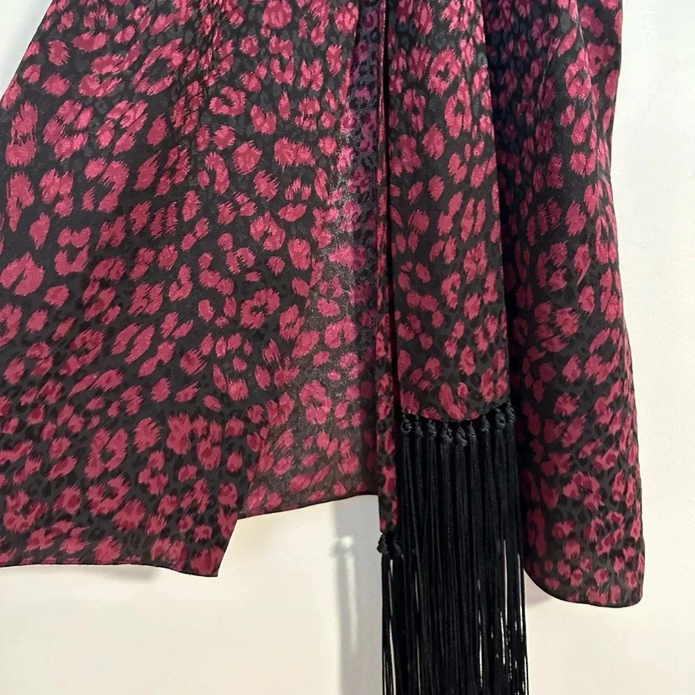 Michael Kors Collection 100% SILK sleeveless Merlot black animal print blouse - Picture 4 of 7